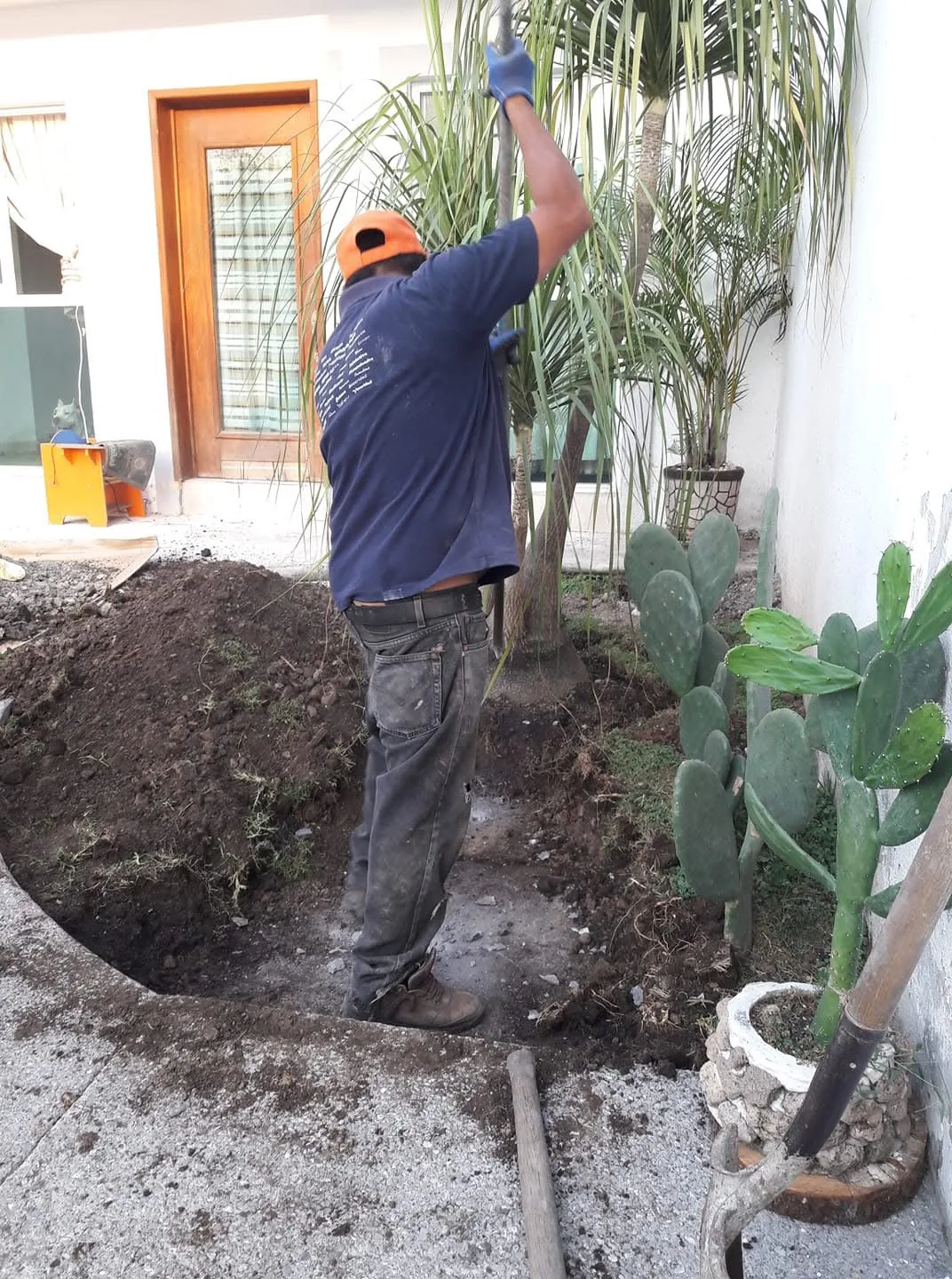 Técnico trabajando en servicio sanitario